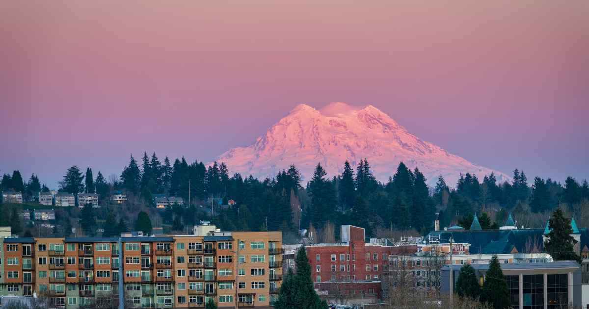 Mount Rainer at sunset from Olympia WA